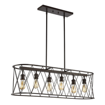 Marion 37.75" Adjustable Iron Farmhouse Rustic LED Dimmable Pendant - JONATHAN Y